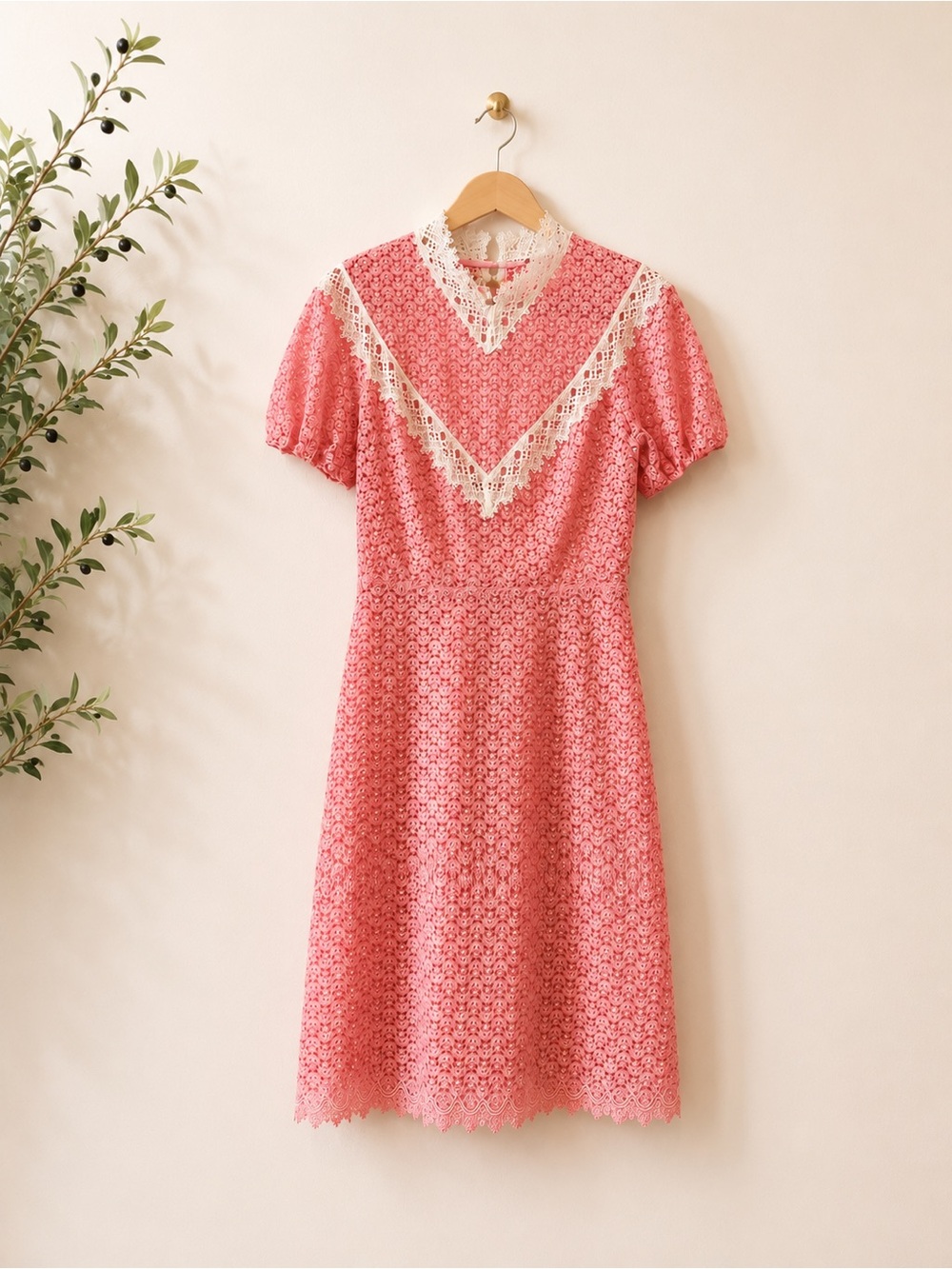 Sandro Paris Pink Guipure Lace Mini Dress FR 36 US 4 Small